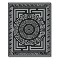 Monochrome Greek Key Circular Border Area Rug