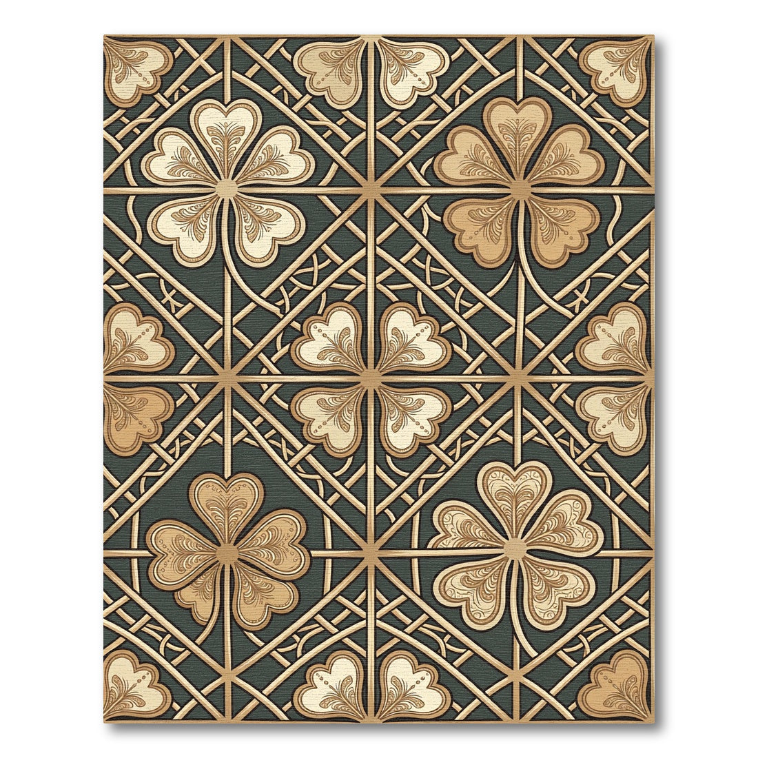 Art Deco Gold Clover Lattice Rug
