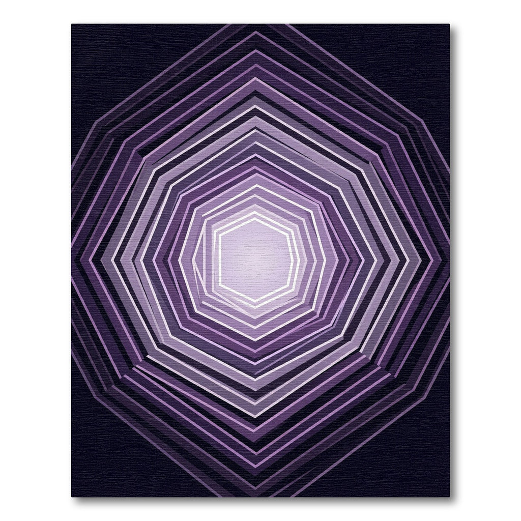 Geometric Violet Hexagon Tunnel Illusion Rug