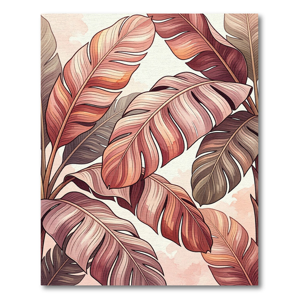 Rose Gold Tropical Banana Leaf Rug