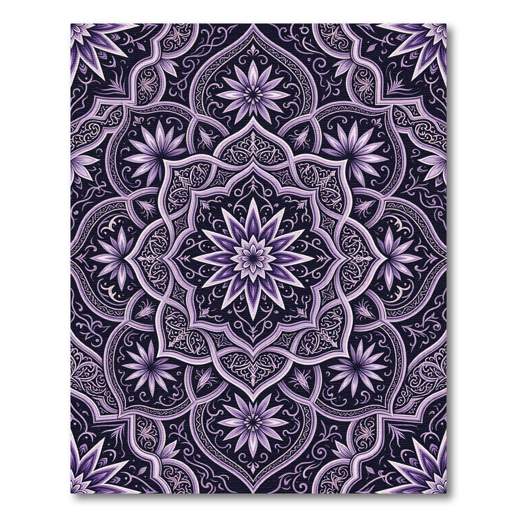 Deep Purple Floral Mandala Composition Rug