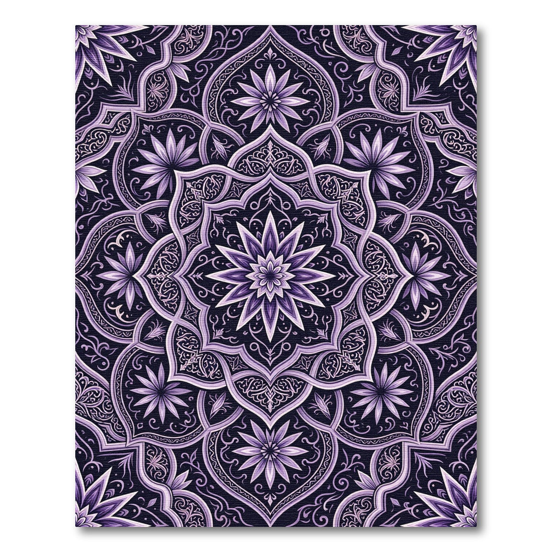 Deep Purple Floral Mandala Composition Rug