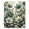 Ethereal Green and White Meadow Floral Rug