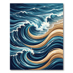 Abstract Oceanic Swirls in Navy and Gold Rug