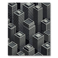 Monochromatic Isometric Cityscape Buildings Rug