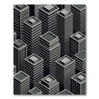 Monochromatic Isometric Cityscape Buildings Rug