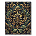 Elegant Golden Damask Floral Midnight Tapestry Rug