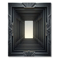 Dark Gray Art Deco Geometric Steps Rug