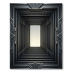 Dark Gray Art Deco Geometric Steps Rug