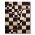 Tuscan Yellow Burgundy Geometric Squares Rug