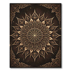Intricate Golden Mandala Brown Floral Rug