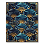 Art Deco Blue Gold Fan Ensemble Rug