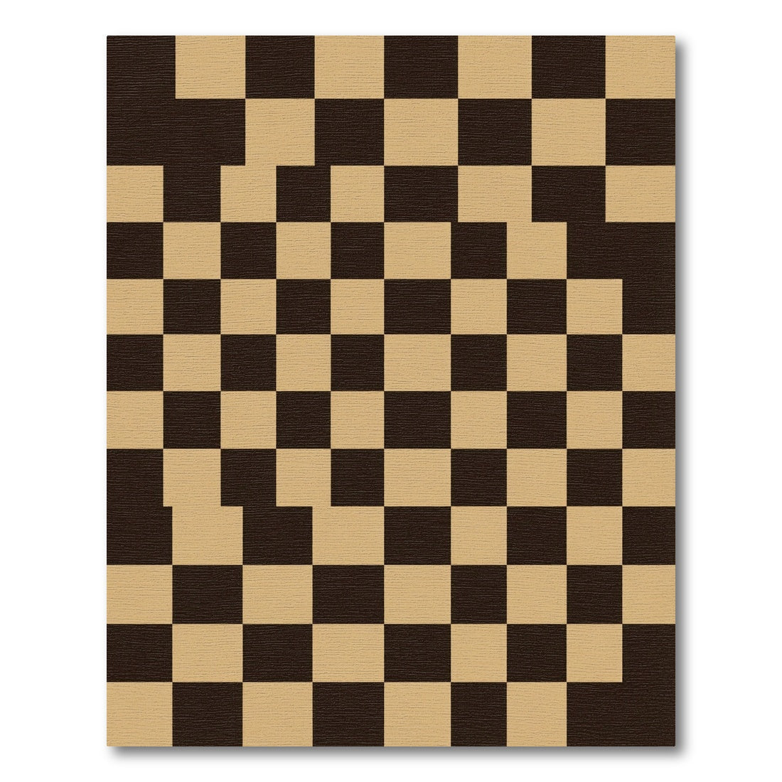 Abstract Beige and Charcoal Checkerboard Rug
