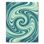 Modern Teal Swirl Abstract Vortex Rug