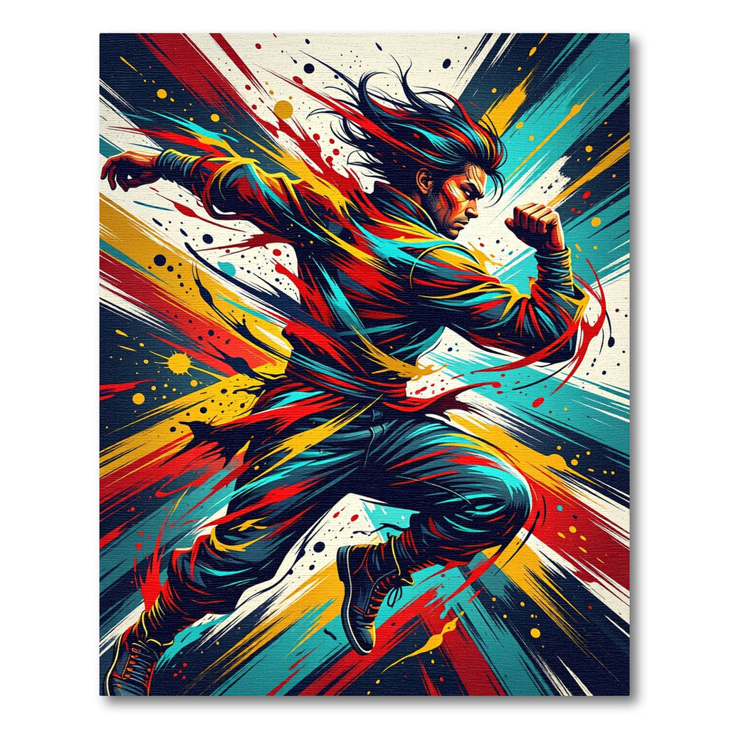 Dynamic Action Comic Man Abstract Art Rug