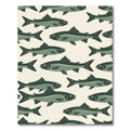 Mid-Century Modern Sage Green Fish School Rug