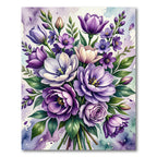 Amethyst Floral Bouquet Watercolor Lush Rug