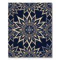 Royal Blue Gold Floral Medallion Rug