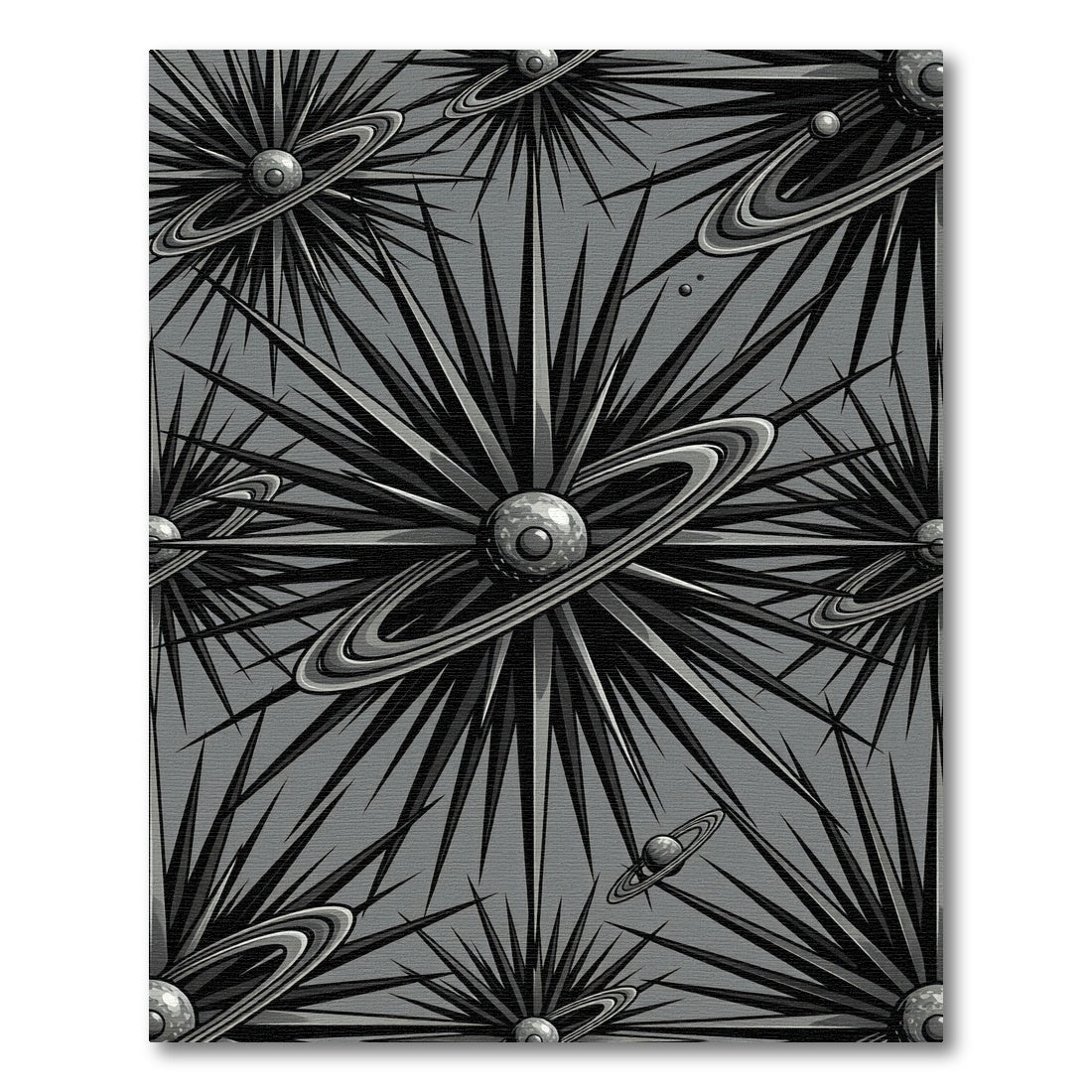 Gray Starburst Galactic Rings Rug