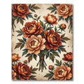 Vintage Autumn Peony Floral Bouquet Rug