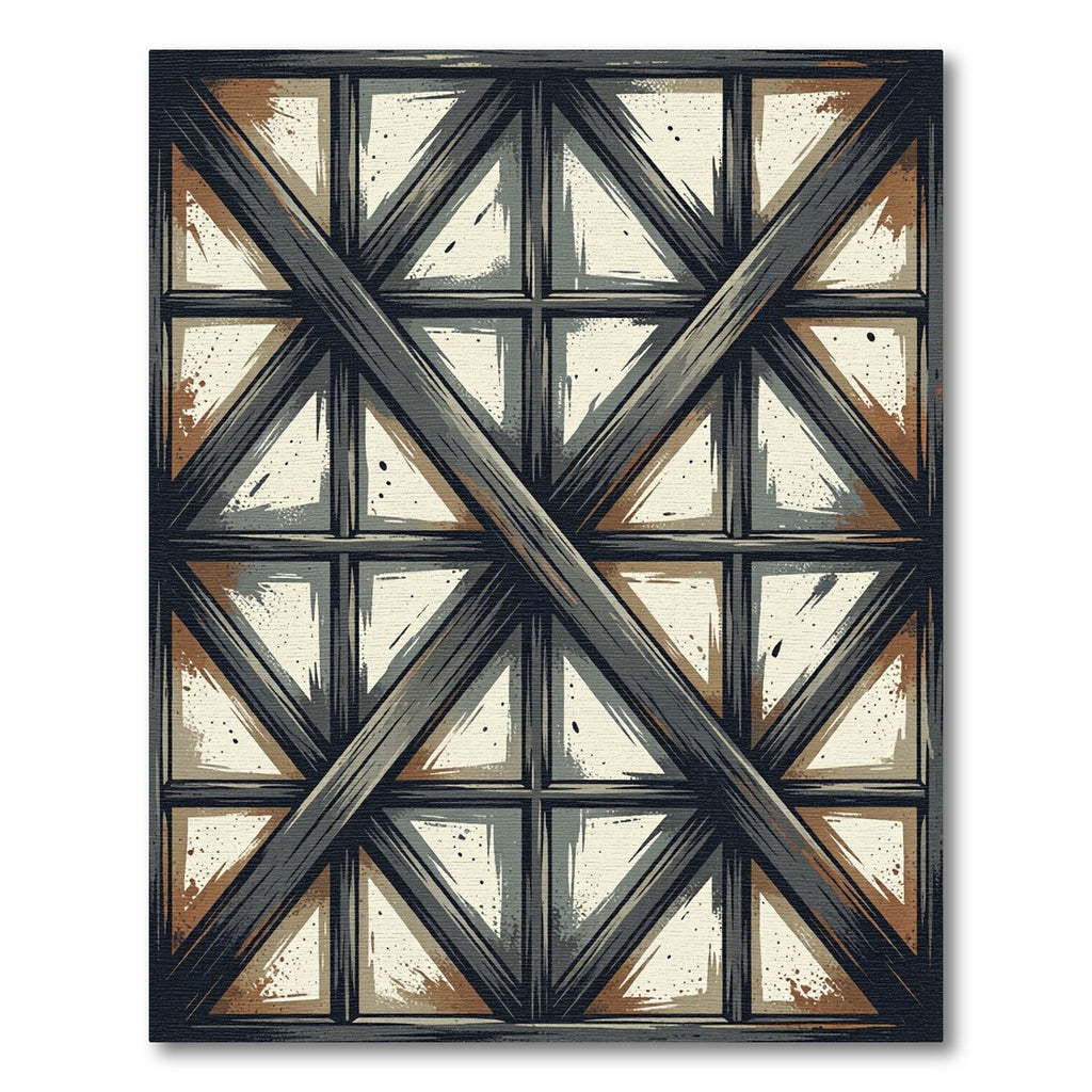 Industrial Charcoal Steel Geometric Grid Rug