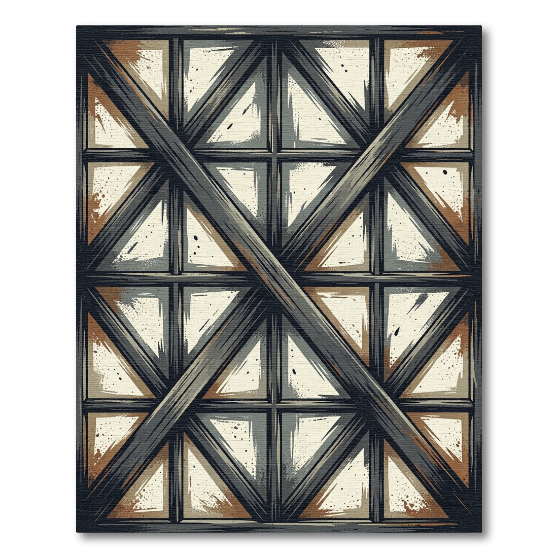 Industrial Charcoal Steel Geometric Grid Rug