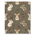 Whimsical Forest Mouse and Acorn Rug