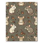 Whimsical Forest Mouse and Acorn Rug