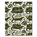 Forest Reptile Botanical Sage Green Tapestry Rug
