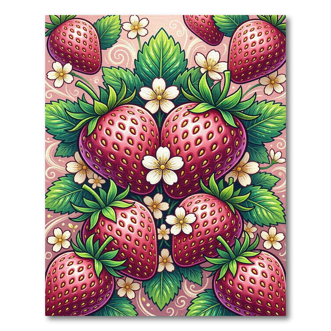 Vibrant Pink Strawberry Blossom Swirl Rug