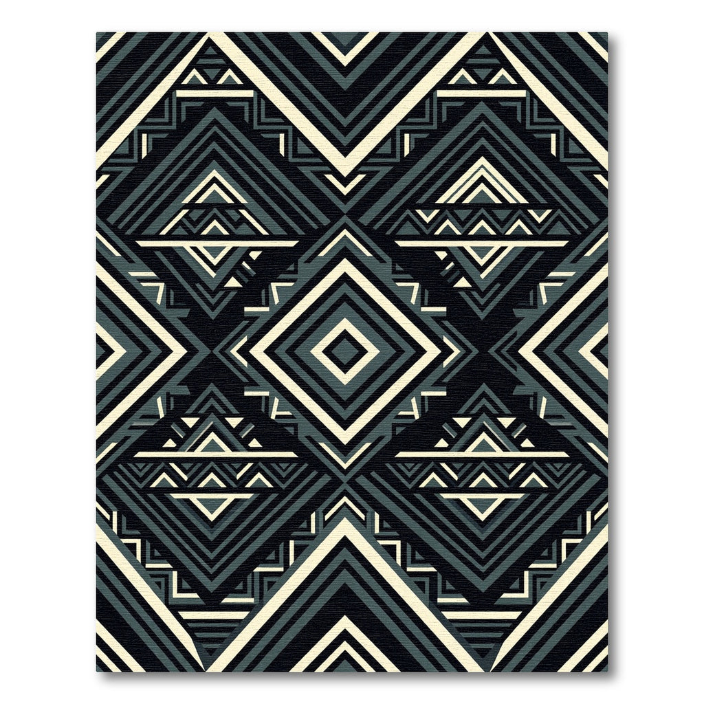 Bold Teal Geometric Diamond Zigzag Rug