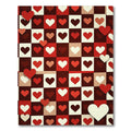 Red White Heart Checkerboard Contemporary Rug