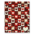 Red White Heart Checkerboard Contemporary Rug