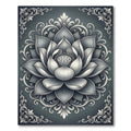 Elegant Charcoal Silver Lotus Medallion Rug