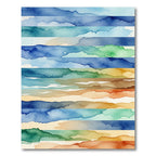 Coastal Watercolour Landscape Stripes Rug