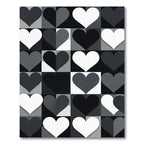 Modern Monochrome Geometric Heart Grid Rug