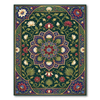 Emerald Lotus Mandala Floral Medallion Rug