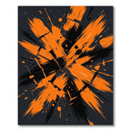 Dynamic Orange and Black Abstract Brushstroke Rug