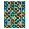 Teal Gold Geometric Diamond Floral Rug