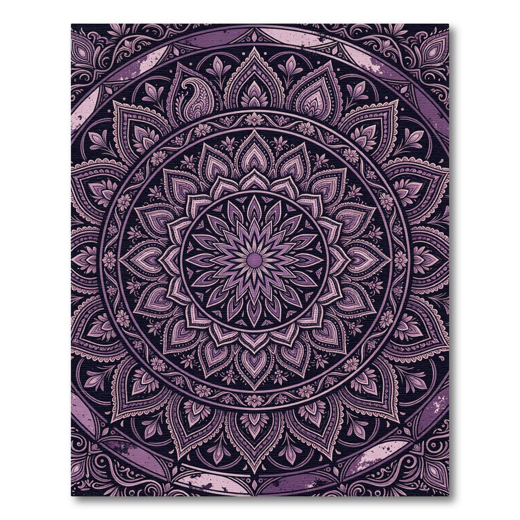 Ornate Deep Purple Floral Mandala Rug
