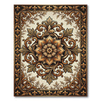 Elegant Gold Filigree Floral Acanthus Medallion Rug