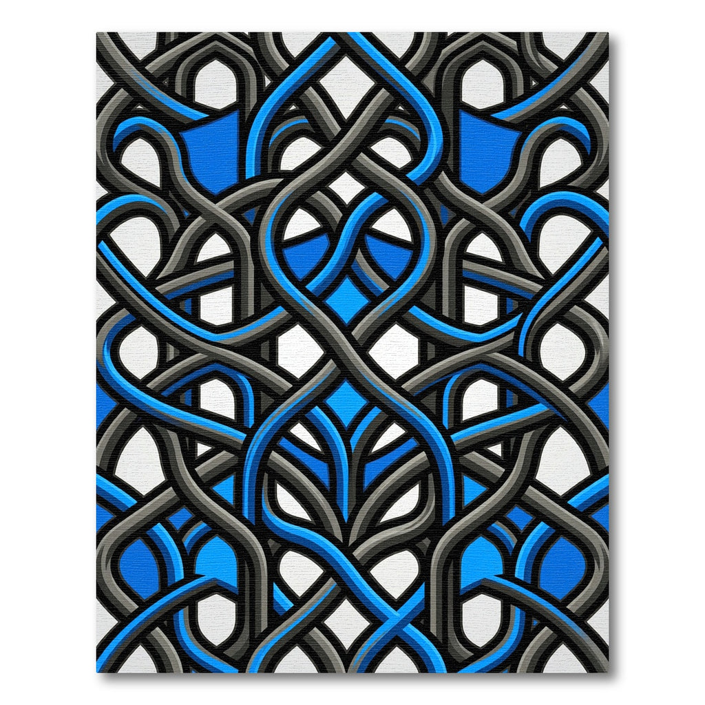 Navy and Charcoal Interlocking Woven Curvature Rug
