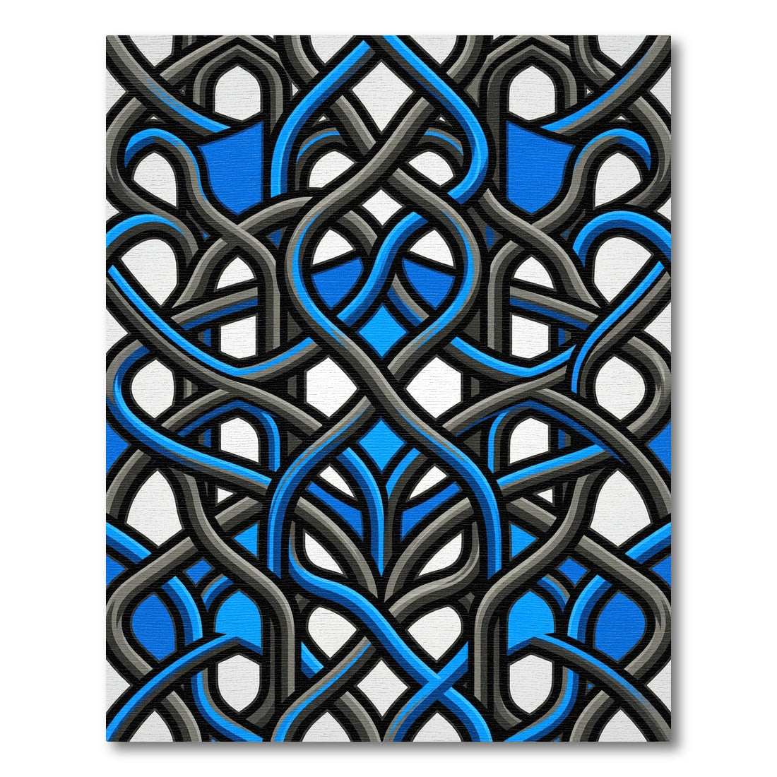 Navy and Charcoal Interlocking Woven Curvature Rug