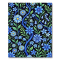 Botanical Blue Flower Meadow Art Rug