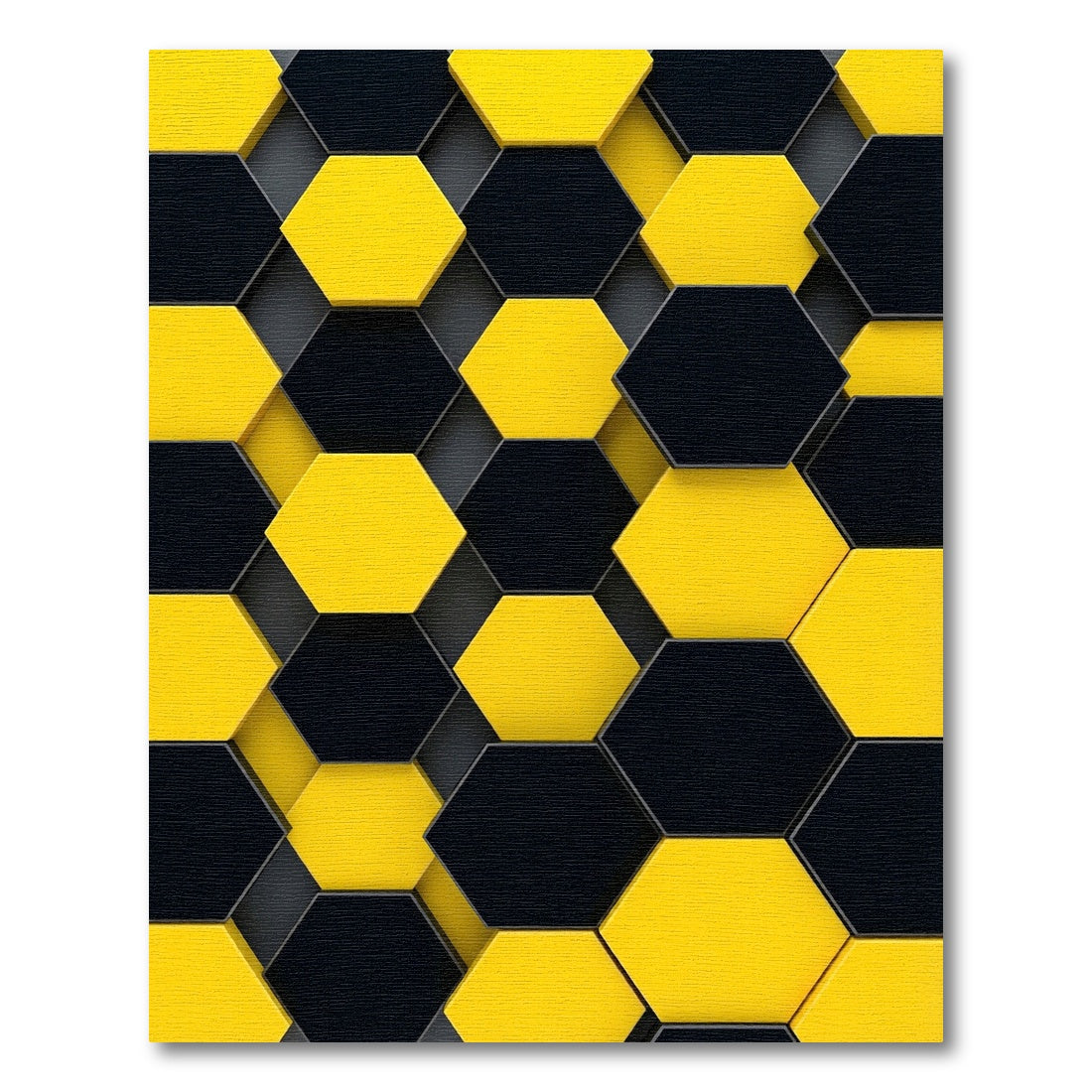 Bold Black and Yellow Honeycomb Rug