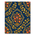 Navy Golden Pomegranate Tree Damask Rug