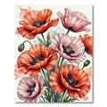 Vibrant Coral Pink Poppy Bouquet Rug