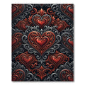 Ornate Red Heart Baroque Swirl Rug
