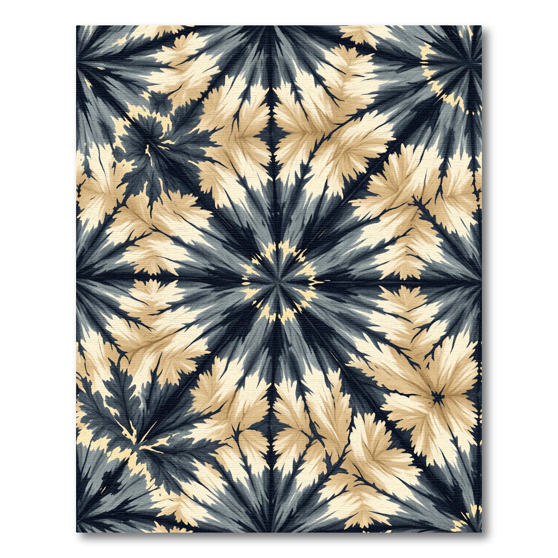 Dark Tan Leaf Radial Burst Rug
