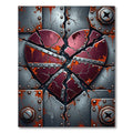 Rusty Red Cracked Heart Metal Rug